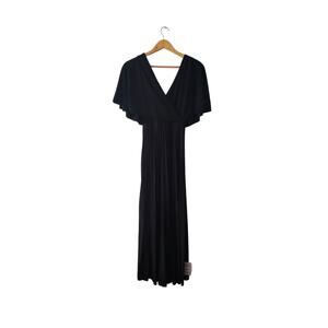 Asos Wrap Flutter Sleeve Midi Dress With Pleated Skirt in Black Size 0